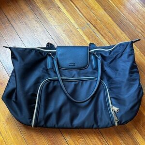 Aimee Kestenberg Black Nylon Weekender with Gold Hardware